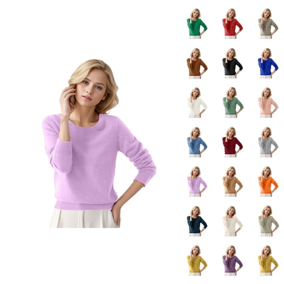 Women Sweater 2026 Fall Winter Trendy Long Sleeve Crewneck Basic Cozy Knitted Sweaters Pullover Top