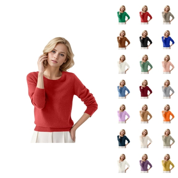 Women Sweater 2026 Fall Winter Trendy Long Sleeve Crewneck Basic Cozy Knitted Sweaters Pullover Top