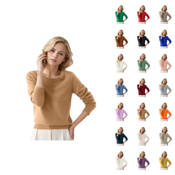 Women Sweater 2026 Fall Winter Trendy Long Sleeve Crewneck Basic Cozy Knitted Sweaters Pullover Top