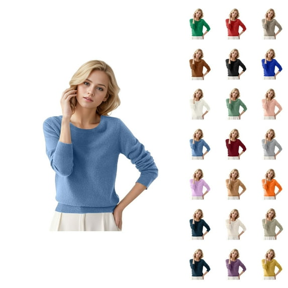 Women Sweater 2026 Fall Winter Trendy Long Sleeve Crewneck Basic Cozy Knitted Sweaters Pullover Top