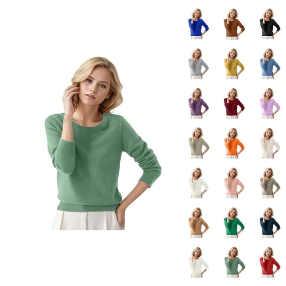 Women Sweater 2026 Fall Winter Trendy Long Sleeve Crewneck Basic Soft Knitted Sweaters Pullover Top