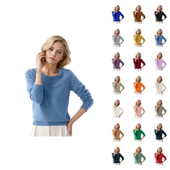 Women Sweater 2026 Fall Winter Trendy Long Sleeve Crewneck Basic Soft Knitted Sweaters Pullover Top