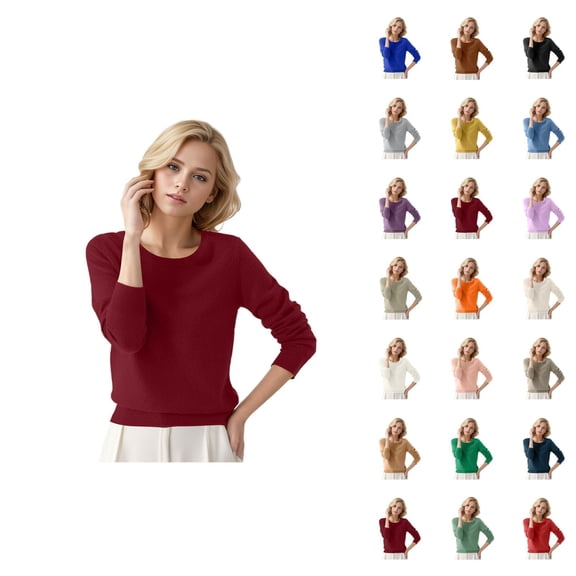 Women Sweater 2026 Fall Winter Trendy Long Sleeve Crewneck Basic Soft Knitted Sweaters Pullover Top