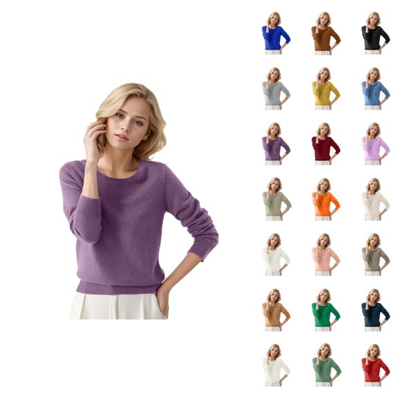 Women Sweater 2026 Fall Winter Trendy Long Sleeve Crewneck Basic Soft Knitted Sweaters Pullover Top