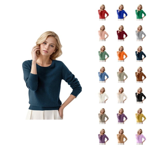 Women Sweater 2026 Fall Winter Trendy Long Sleeve Crewneck Plain Soft Knitted Sweaters Pullover Top