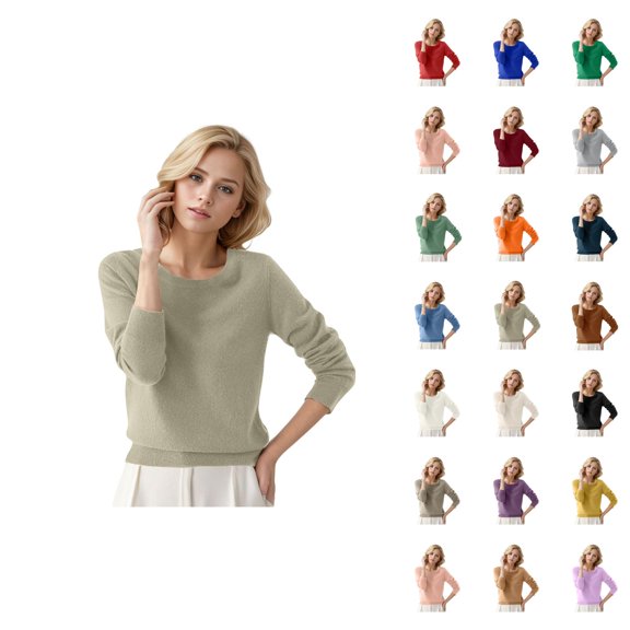 Women Sweater 2026 Fall Winter Trendy Long Sleeve Crewneck Plain Soft Knitted Sweaters Pullover Top