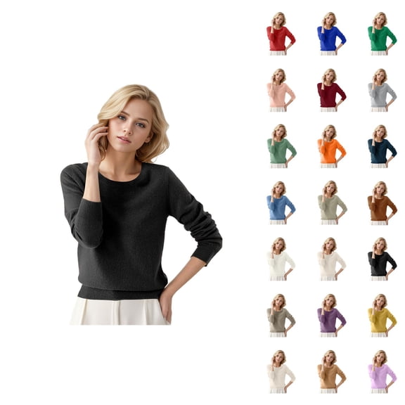 Women Sweater 2026 Fall Winter Trendy Long Sleeve Crewneck Plain Soft Knitted Sweaters Pullover Top