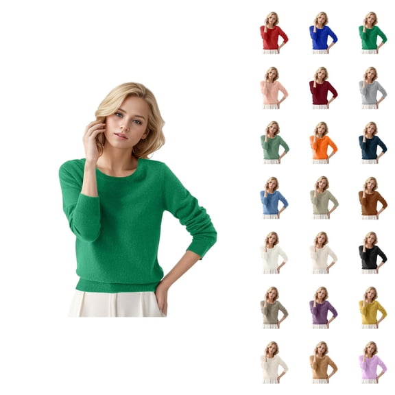 Women Sweater 2026 Fall Winter Trendy Long Sleeve Crewneck Plain Soft Knitted Sweaters Pullover Top