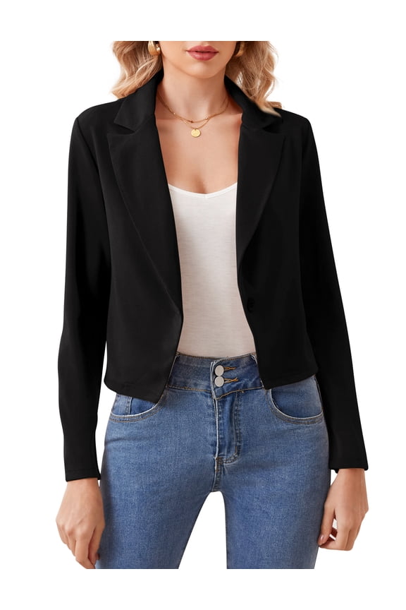 Women Sweater Blazer Casual Work Croppped Cardigan Lightweight Button Front Short Knit Blazer Jacket