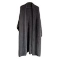 thumbnail image 1 of Women Sweater Coat Collarless Batwing Long Sleeve Solid Color Knitting Cardigan Open Front Mid-length Knitwear, 1 of 1