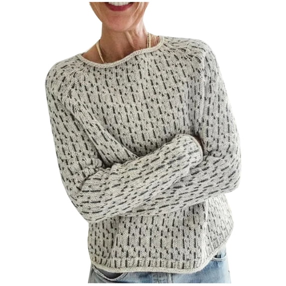 Women Sweater Color Block Casual Classic Long Sleeve Tops Fall Winter Round Neck Pullover Blouse Daily Wear