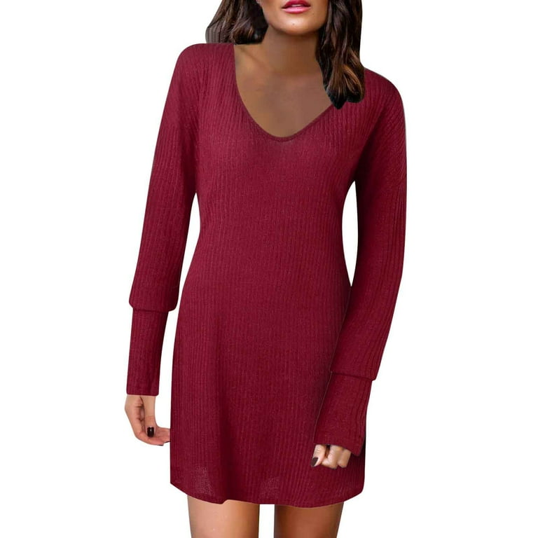 Oversized v 2024 neck sweater dress