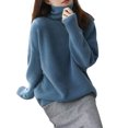 thumbnail image 1 of Women Sweater High Collar Long Sleeve Solid Color Knitting Tops Loose Fit Thickened Pullover Sweater Knitwear, 1 of 8