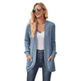 thumbnail image 1 of Women Sweater Jacket Open Stitch Knitted Solid Color Coat Loose Thermal Long Sleeved Commuting Dating Spring Fall Winter Outerwear, 1 of 8