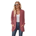 thumbnail image 1 of Women Sweater Jacket Open Stitch Knitted Solid Color Coat Loose Thermal Long Sleeved Commuting Dating Spring Fall Winter Outerwear, 1 of 8