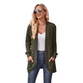 thumbnail image 1 of Women Sweater Jacket Open Stitch Knitted Solid Color Coat Loose Thermal Long Sleeved Commuting Dating Spring Fall Winter Outerwear, 1 of 8