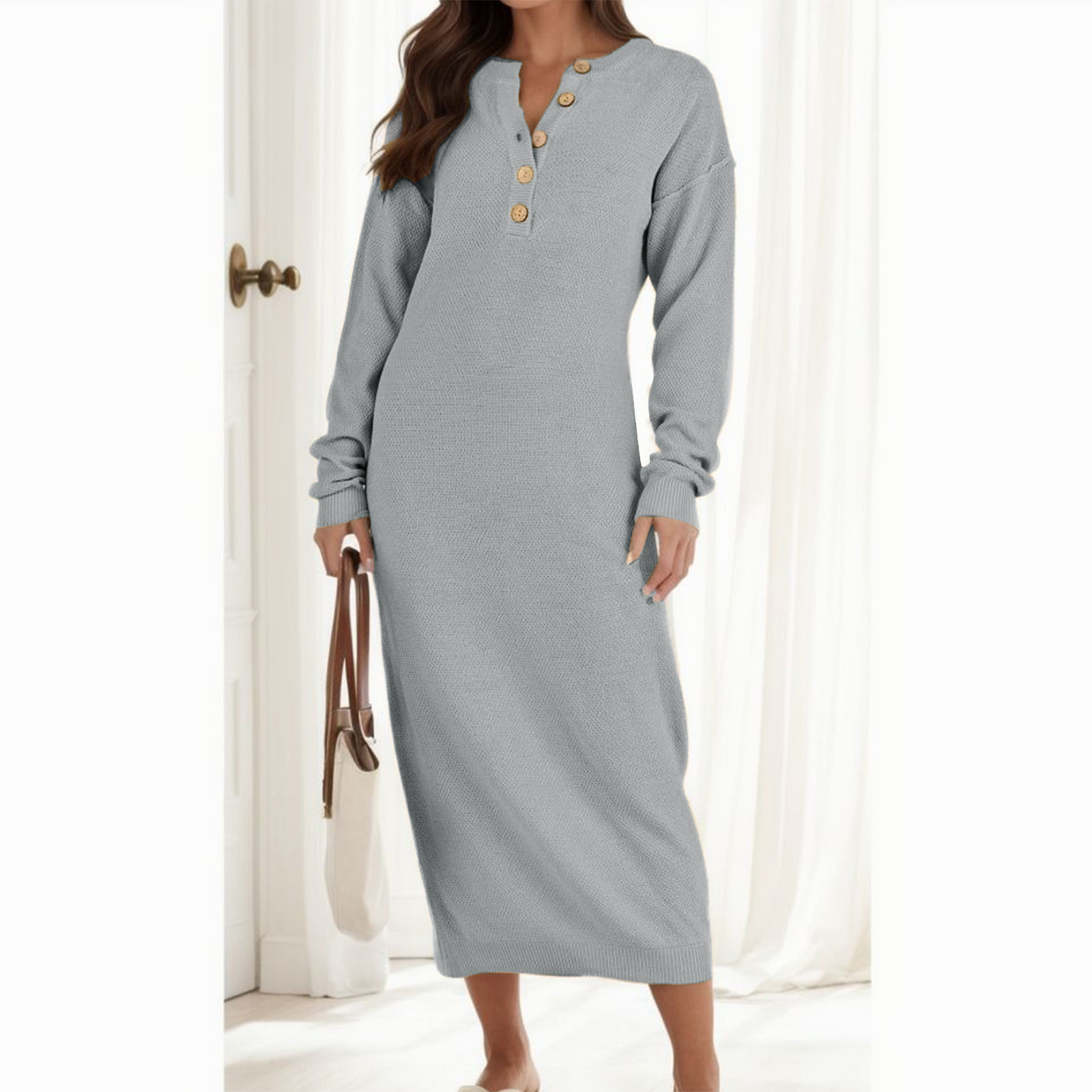 chinese dress ladies Loose Fit Ruffled Sweatshirt Maxi Dress(MS151), Black / M