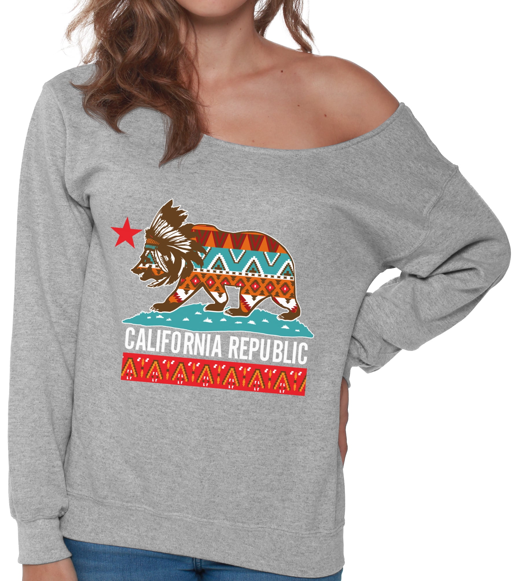 Off the shoulder graphic sweatshirt cheap