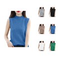 thumbnail image 1 of Women Sweater Vest Cropped Cable Knit for Cute School and Weekend Outfits Half Turtleneck Vest Women's Sleeveless Bottoming Shirt, 1 of 6