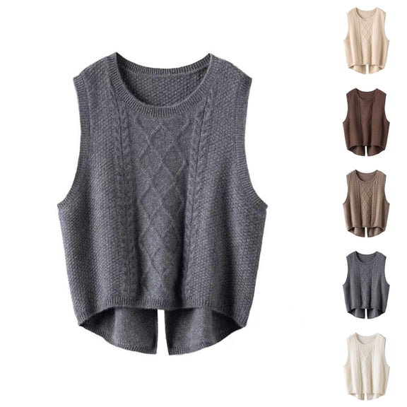 Women Sweater Vest Cropped Fitted for a Cute and Flattering Fit Women Fashion Solid Vest Casual Loose Short Split Knit Sweater Vest