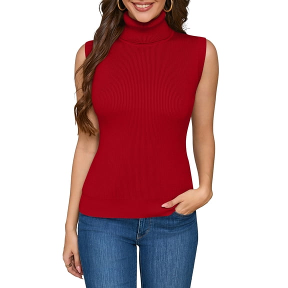 Women Sweater Vest Tank Stretchy Tops Red M