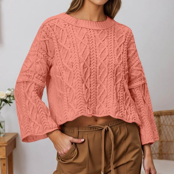 Women Sweater Women's Oversized Knit Sweater Long Sleeve Pullover Soft Comfortable Fall Winter Fashion Tops Casual Loose Fit Cozy Warm Yarn