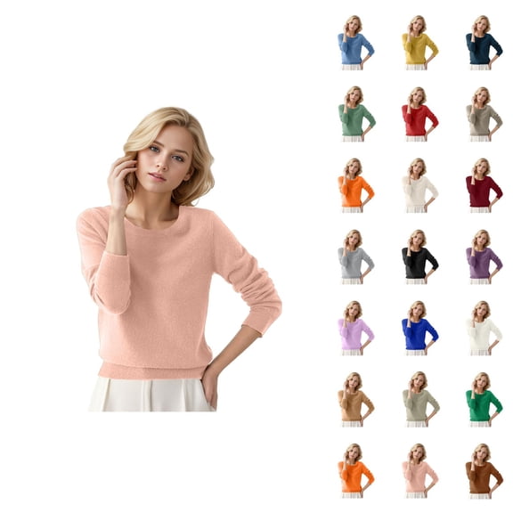 Women Sweaters 2026 Fall Winter Casual Long Sleeve Crewneck Plain Soft Knitted Sweaters Pullover Top