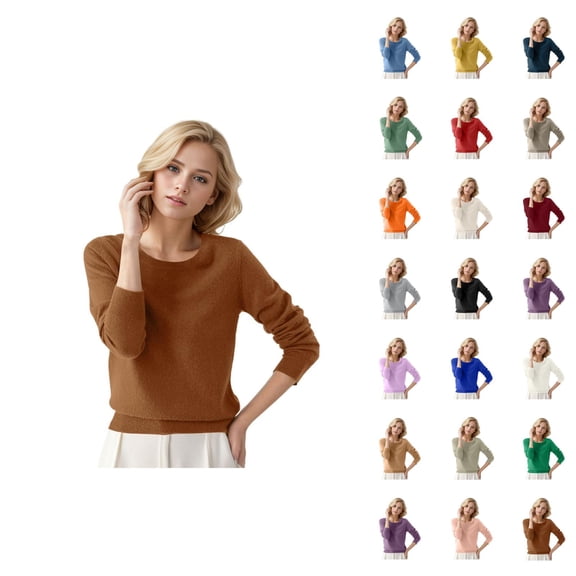 Women Sweaters 2026 Fall Winter Casual Long Sleeve Crewneck Plain Soft Knitted Sweaters Pullover Top