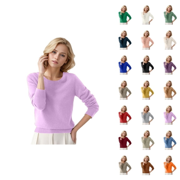 Women Sweaters 2026 Fall Winter Fashion Long Sleeve Crewneck Plain Soft Knitted Sweaters Pullover Top