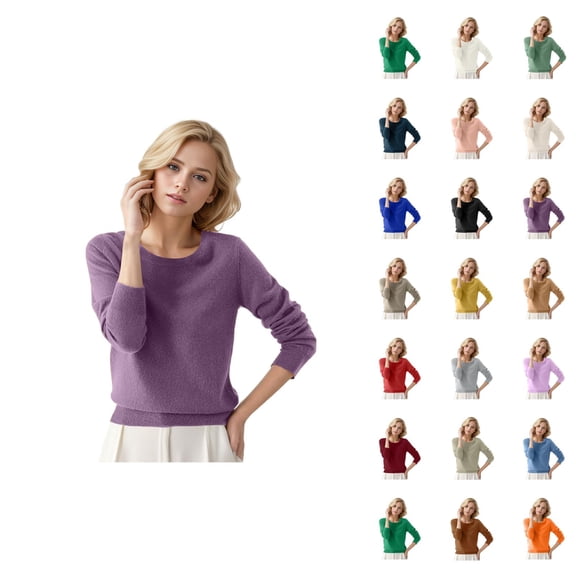 Women Sweaters 2026 Fall Winter Fashion Long Sleeve Crewneck Plain Soft Knitted Sweaters Pullover Top