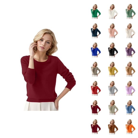Women Sweaters 2026 Fall Winter Fashion Long Sleeve Crewneck Plain Soft Knitted Sweaters Pullover Top