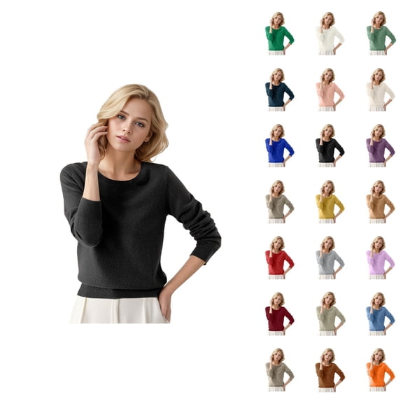 Women Sweaters 2026 Fall Winter Fashion Long Sleeve Crewneck Plain Soft Knitted Sweaters Pullover Top