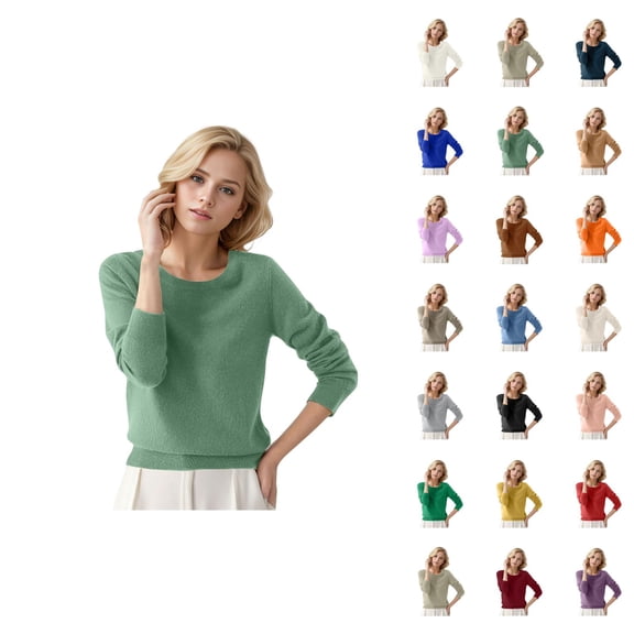 Women Sweaters 2026 Fall Winter Fashion Long Sleeve Crewneck Soft Plain Knitted Sweaters Pullover Top