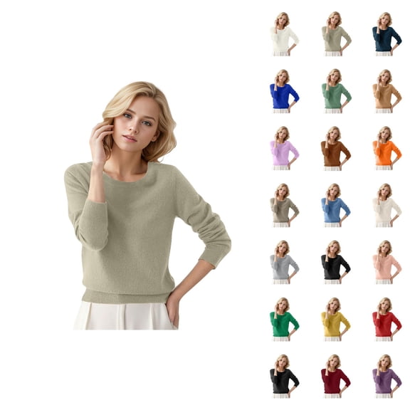 Women Sweaters 2026 Fall Winter Fashion Long Sleeve Crewneck Soft Plain Knitted Sweaters Pullover Top