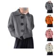 thumbnail image 1 of Women Sweaters, Cardigan Sweaters for Women, Big Button Knit Jacket, Retro Lapel for Loose Lazy Style Wear, 1 of 4