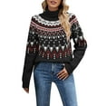 thumbnail image 1 of Women Sweaters Casual Leopard Print Knitted Pullover Sweaters Long Sleeve Crew Neck Tops Sweaters Black S, 1 of 7