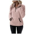 thumbnail image 1 of Women Sweaters Casual Solid Color Half Zip Long Sleeved Pullover Fall Outfits Clothes,RD1,M, 1 of 6