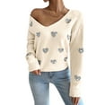 thumbnail image 1 of Women Sweaters Crewneck Cute Heart Valentine's Day Long Sleeve Knitted Sweaters Winter Pullover Sweaters Alsol Lamesa, 1 of 6