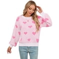 thumbnail image 1 of Women Sweaters Crewneck Cute Heart Valentine's Day Long Sleeve Knitted Sweaters Winter Pullover Sweaters Alsol Lamesa, 1 of 6