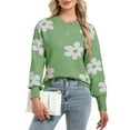 thumbnail image 1 of Women Sweaters Cute Flower Print Crewneck Sweater Knitted Long Lantern Sleeve Jumper Tops Fall Winter Pullover Sweater Alsol Lamesa, 1 of 6