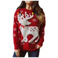 thumbnail image 1 of Women Sweaters Dress Christmas Jacquard Handmade Pearl Colored Decorated Knitted Christmas Sweater Pullover Jumper Tops , S, 1 of 9