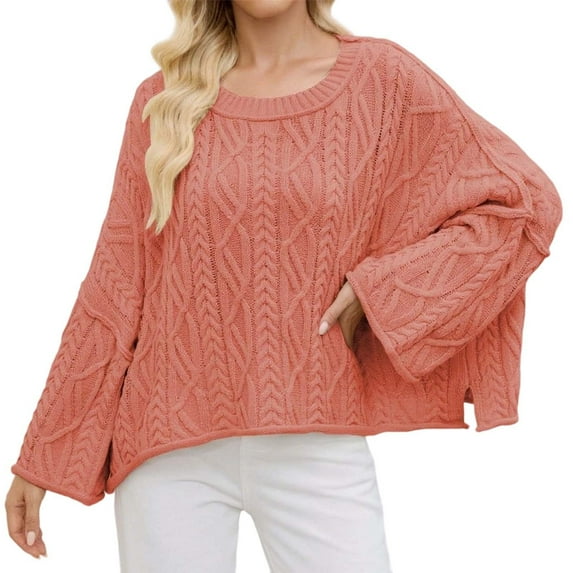 Women Sweaters Fall Outfits for Women Women's Pullover Sweater Casual Knit Top Short Cropped Oversized Pure Color Fall Winter Fashion Turtleneck Soft Comfortable