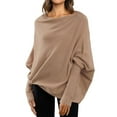 thumbnail image 1 of Women Sweaters Fall Sweaters For Women Asymmetric Draped Jumper Long Batwing Sleeve Off The Shoulder Sweater Slouchy Knit Pullover Sweaters, 1 of 7