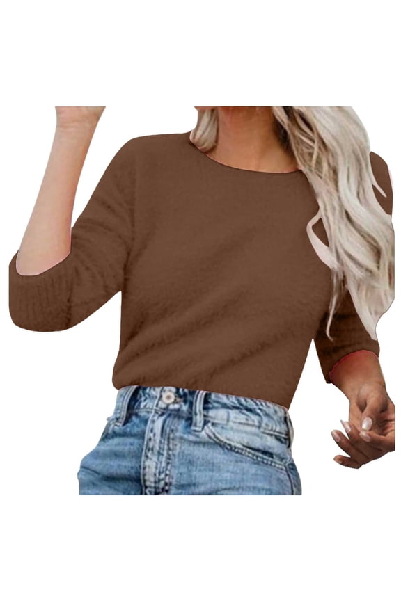 Women Sweaters Fuzzy Sweater For Women Cowl Neck Long Sleeve Sweaters Women's Fashionable Long Sleeve Pullovers Sweaters