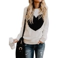 thumbnail image 1 of Women Sweaters Heart Front Crew Neck Long Sleeve Knitted Pullover Sweater,beige,large,F130647, 1 of 6