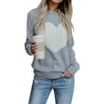 thumbnail image 1 of ZANKLEY Women Sweaters Heart Front Crew Neck Long Sleeve Knitted Pullover Fall Winter Sweater, 1 of 7