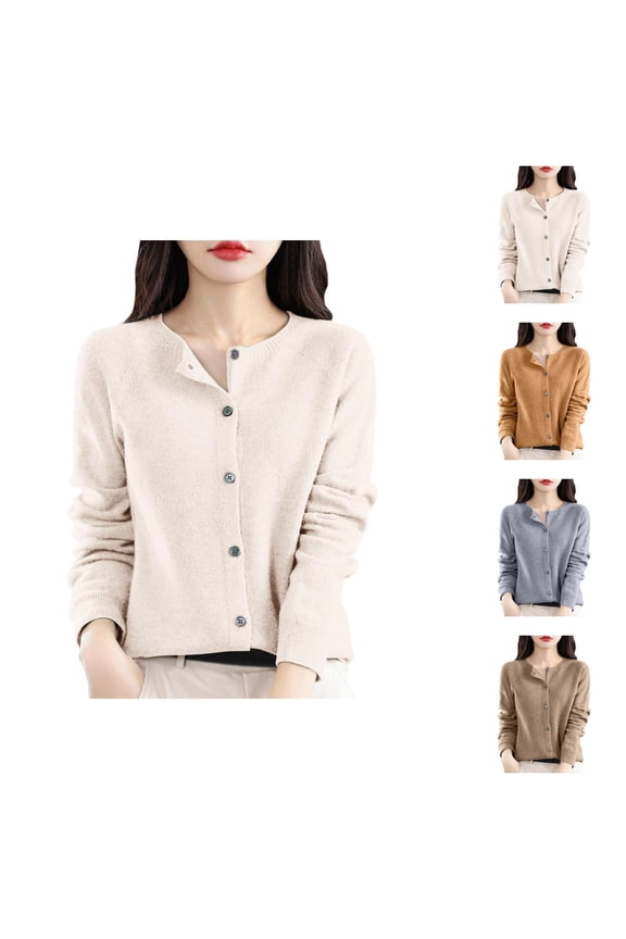 Women Sweaters, Korean Cardigans for Women, Osmanthus Needle Knit Jacket, Round Neck Loose Outerwear for Autumn and Winter Fashion