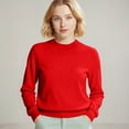 thumbnail image 1 of Women Sweaters Long Sleeve Crewneck Pullover Knit Tops Red XL, 1 of 5