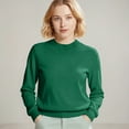thumbnail image 1 of Women Sweaters Long Sleeve Tops Classic Crew Neck Pullover Sweaters Loose Dressy Casual Basic Clothes Dark Green 2XL, 1 of 5