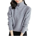thumbnail image 1 of Women Sweaters Long Sleeve Turtleneck Ribbed Knit Base Layer Pullover Tops Casual Lightweight Fall Winter Warm Sweater, 1 of 3